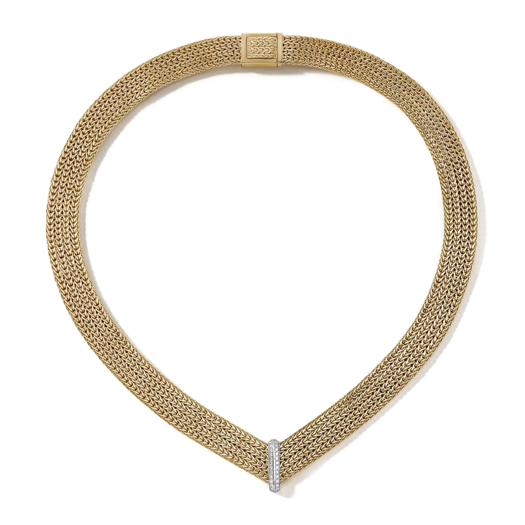 Women John Hardy Rata Chain Chevron Necklace, Gold, Diamonds