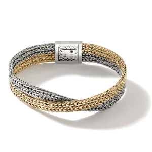 Women John Hardy Rata Chain Crossover Bracelet, Gold, Silver