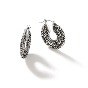 Women John Hardy Rata Chain Hoop Earrings, Sterling Silver