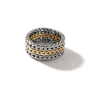 Women John Hardy Rata Chain Ring, Silver, Gold, Wide
