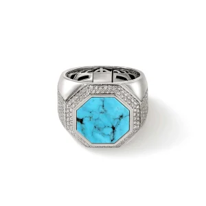 John Hardy Signet Ring, Silver, Diamonds