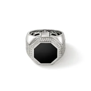 John Hardy Signet Ring, Silver, Diamonds