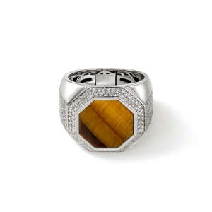 John Hardy Signet Ring, Silver, Diamonds
