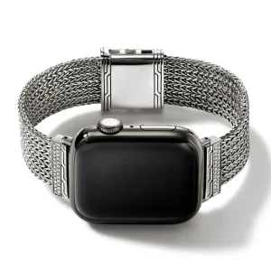 Women John Hardy Smart Watch Strap, Silver, Diamonds, 18MM