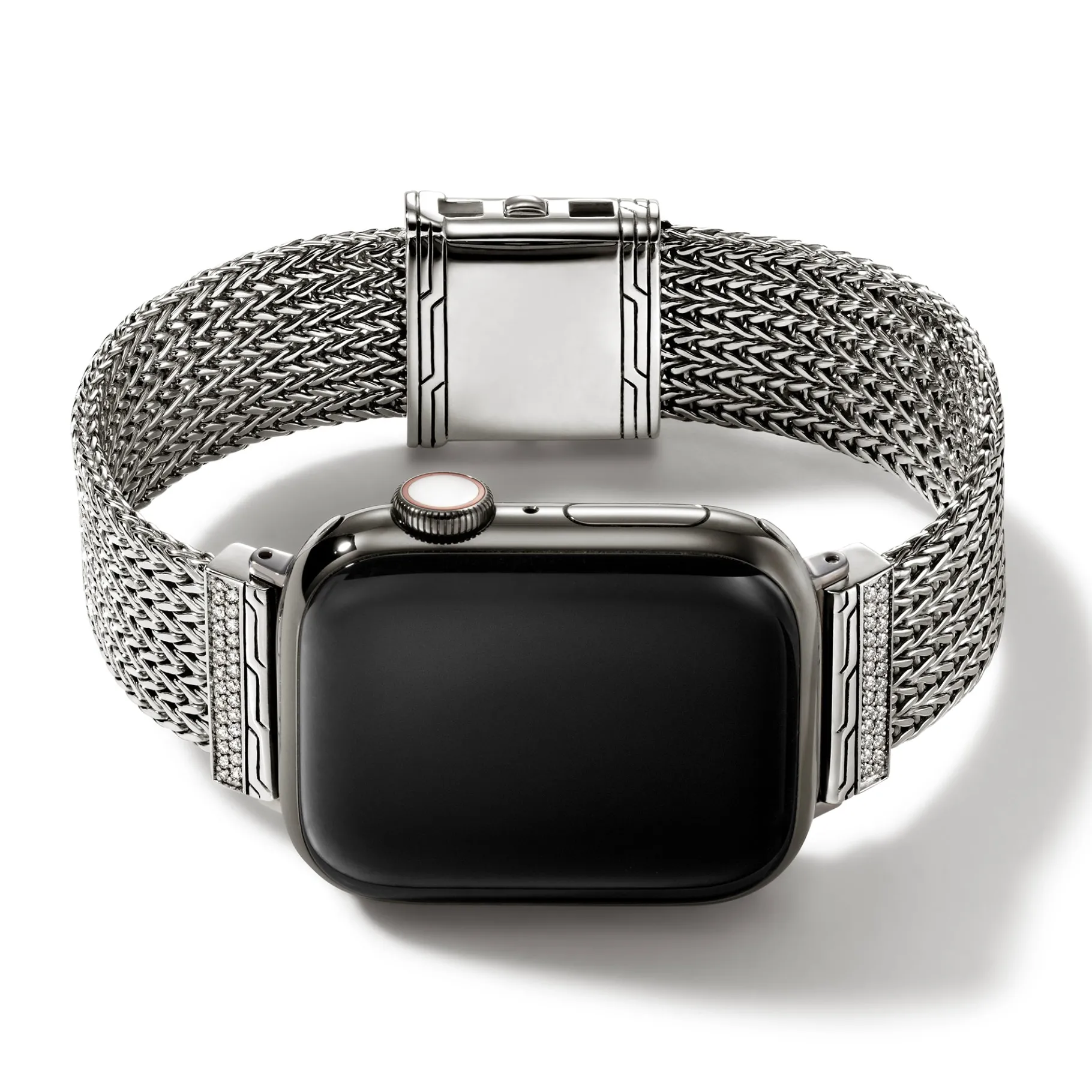 Women John Hardy Smart Watch Strap, Silver, Diamonds, 18MM
