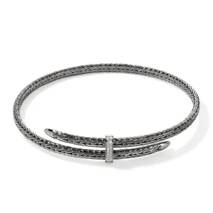 Women John Hardy Spear Coil Choker, Dark Silver, Diamonds