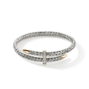 Women John Hardy Spear Flex Cuff, Silver, Gold, Diamonds