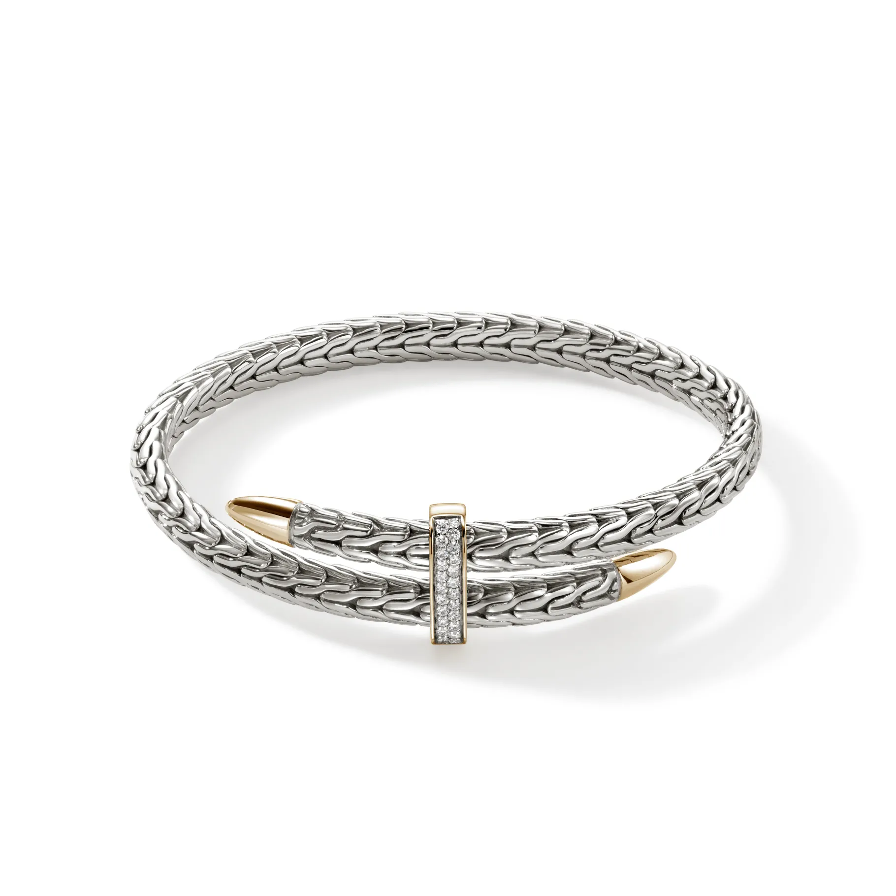 Women John Hardy Spear Flex Cuff, Silver, Gold, Diamonds
