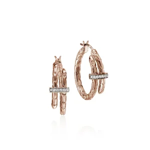 Women John Hardy Spear Hoop Earring, Rose Gold, Diamonds, Small