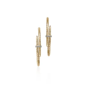 Women John Hardy Spear Hoop Earrings, Gold, Diamonds, Large