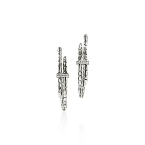 Women John Hardy Spear Hoop Earrings, Silver, Diamonds