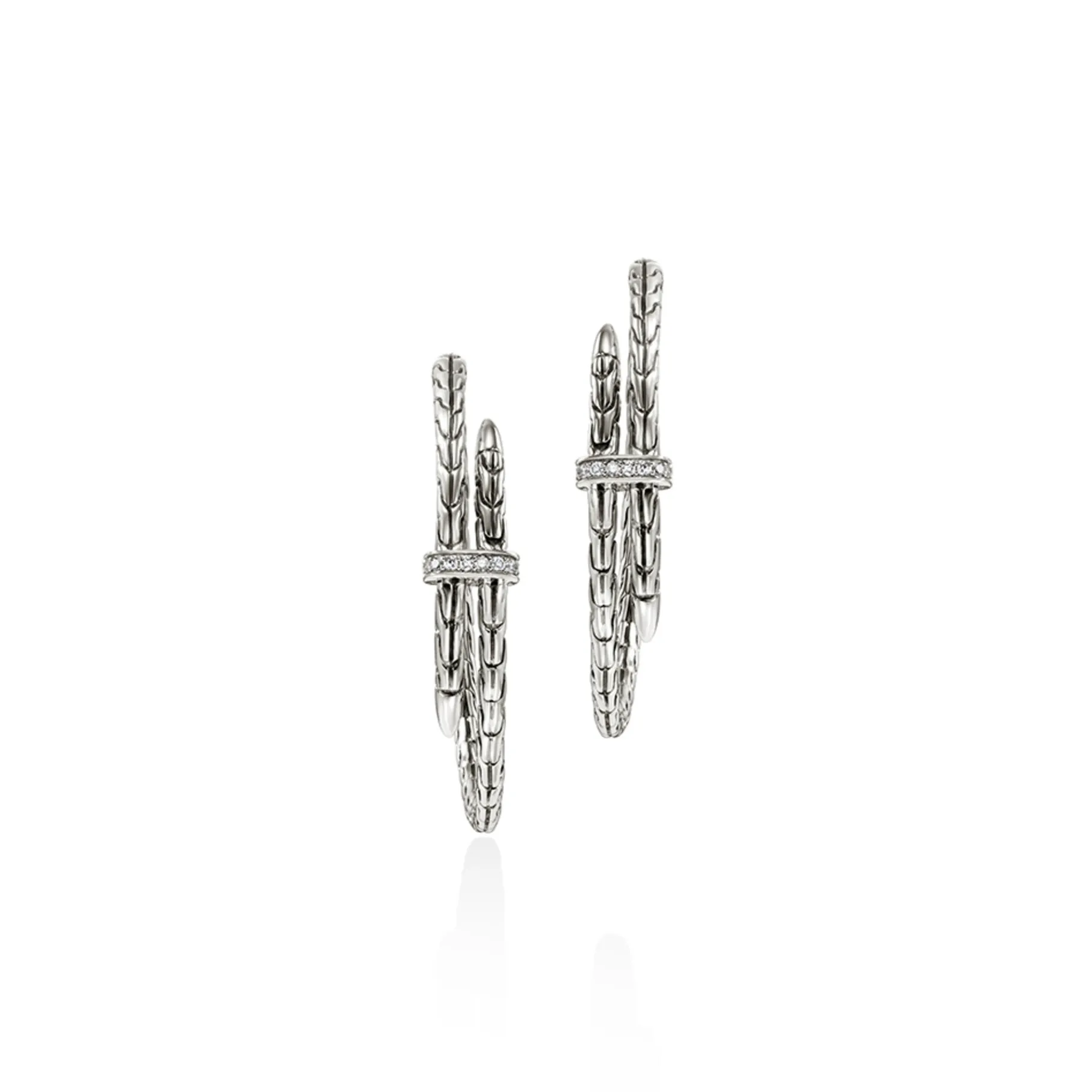 Women John Hardy Spear Hoop Earrings, Silver, Diamonds
