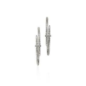 Women John Hardy Spear Hoop Earrings, Silver, Diamonds, Large