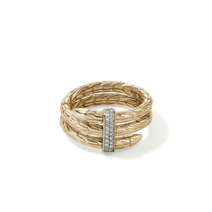 Women John Hardy Spear Ring, Gold, Diamonds, Wide