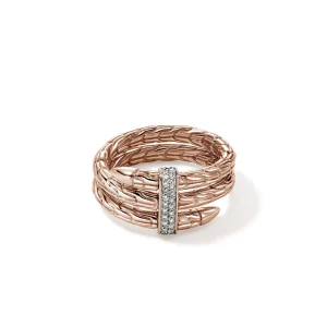 Women John Hardy Spear Ring, Rose Gold, Diamonds, Wide