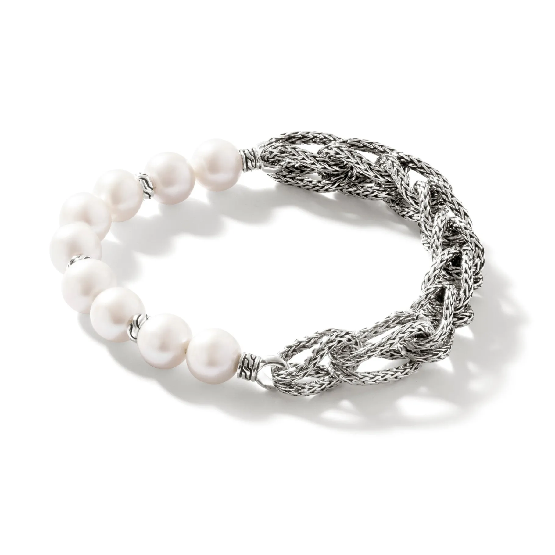 Women John Hardy Surf Bracelet, Silver, Pearls, 10.5MM