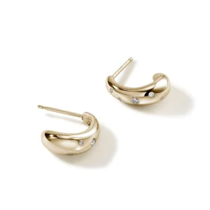 Women John Hardy Surf J Hoop Earrings, Gold, Diamonds, Small