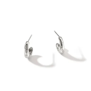 Women John Hardy Surf J Hoop Earrings, Silver, Diamonds, Small