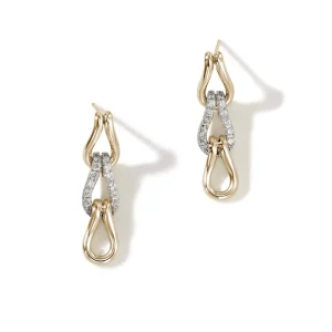 Women John Hardy Surf Link Earrings, Gold, Diamonds