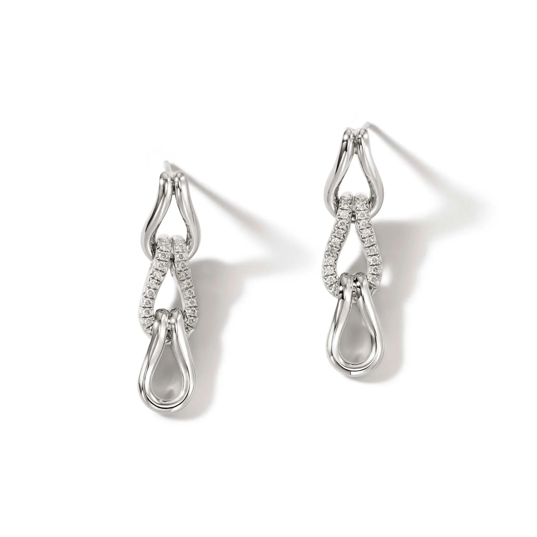 Women John Hardy Surf Link Earrings, Sterling Silver, Diamonds