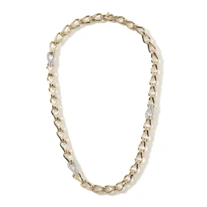 Women John Hardy Surf Necklace, Gold, Diamonds, 8.5MM