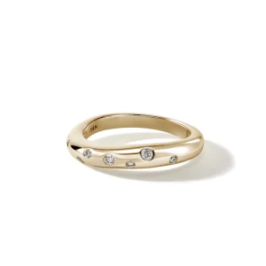 Women John Hardy Surf Ring, Gold, Diamonds, Slim