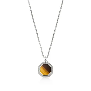 John Hardy Tag Necklace, Silver, Diamonds