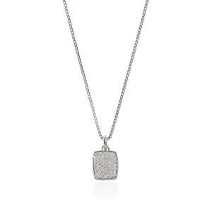 Women John Hardy Tag Necklace, Silver, Diamonds, 1.7MM