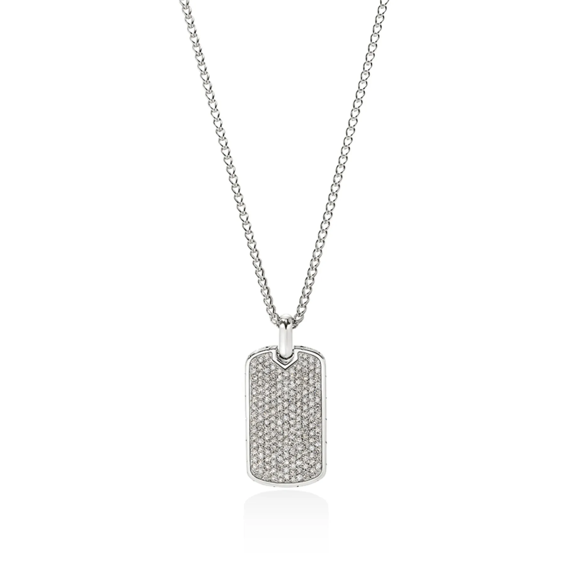 John Hardy Tag Necklace, Sterling Silver, Diamonds, 2MM
